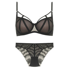 Klassisches Bandage-Push-Up-Spitzen-BH- und Höschen-Set