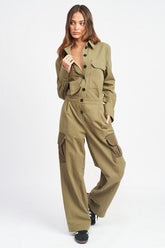 Cargo-Jumpsuit mit Knopfleiste