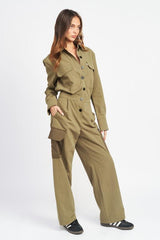 Cargo-Jumpsuit mit Knopfleiste