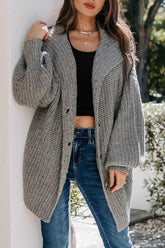 Langer Cardigan mit Knopfleiste