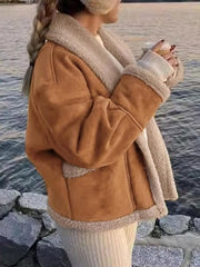 Chaqueta de manga larga con cuello peludo