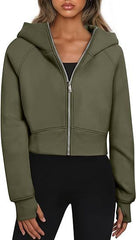 Sudadera con capucha y cremallera informal de polar