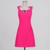 suspender bow decoration solid color temperament dress