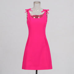 suspender bow decoration solid color temperament dress