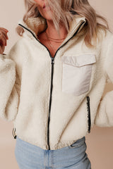 Chaqueta Sherpa con cremallera y cordón y capucha extraíble