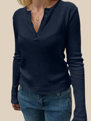 Camiseta de manga larga con botones de un cuarto de Devine