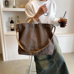 Canvas-Einkaufstasche mit Buchstaben, große Kapazität, Umhängetasche