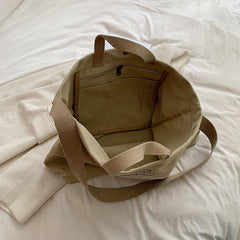 Canvas-Einkaufstasche mit Buchstaben, große Kapazität, Umhängetasche