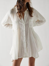 Langärmliges Longline-Hemd mit Knopfleiste und Kragen