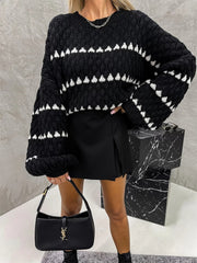 Pullover mit Rundhalsausschnitt und langen Ärmeln in Kontrastfarbe