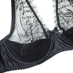 Ultradünnes transparentes Push-Up-BH-Set mit Spitzenstickerei