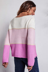 Pullover mit horizontalen Rippenmuster und Farbblockdesign
