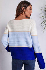 Pullover mit horizontalen Rippenmuster und Farbblockdesign