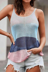 Strick-Tanktop mit U-Ausschnitt und Farbblockdesign