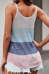 Strick-Tanktop mit U-Ausschnitt und Farbblockdesign