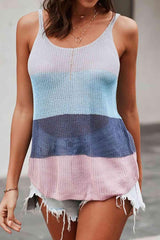 Strick-Tanktop mit U-Ausschnitt und Farbblockdesign