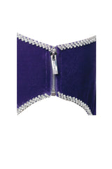 One Shoulder Rhinestone Tied Up Maxi Velvet Prom Dresses