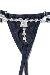 Flower Butterfly Shaped Rhinestone Decor Body Chain - Gold