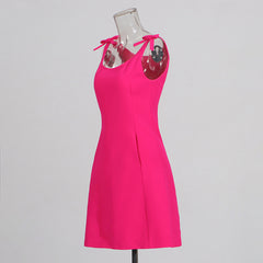 suspender bow decoration solid color temperament dress