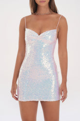 Sequin Ombre Color Bodycon Open Back Strappy Mini Dresses - Blue Pre Order