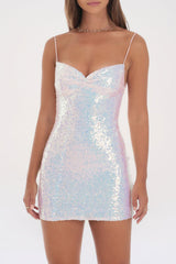 Sequin Ombre Color Bodycon Open Back Strappy Mini Dresses - Blue Pre Order