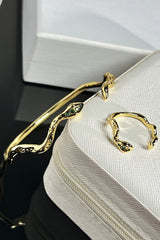 Rhinestone Snake - Shaped Irregular Open Bracelet Open Rings Jewelry Set