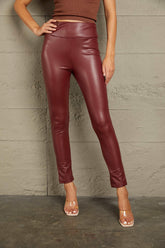 Double Take PU High Waist Straight Pants