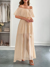 Elegant Strapless Waisted Short Sleeve Long Dress