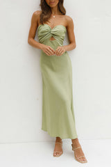 Strapless Backless Vacation Maxi Dresses  -  Green