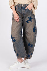SAGE + FIG Star Jeans mit weitem Bein und Taschen