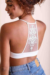 Besticktes Racerback-Bralette aus Netzstoff