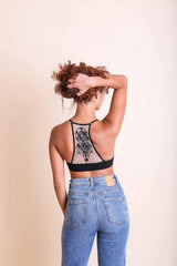 Embroided Mesh Racerback Bralette