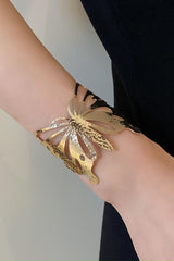 Hollow Out Flower Leaves Alloy Cuff Bracelet - Gold