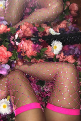 Hot Drilling Fishnet Party Over The Knee Socks - Black