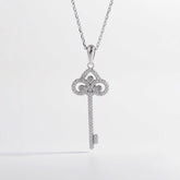 925 Sterling Silver Inlaid Zircon Key Shape Necklace