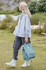 Mochila de lona resistente al agua Himawari con bolsillos laterales