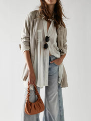 Langärmliges Longline-Hemd mit Knopfleiste und Kragen