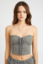 TRÄGERLOSES BUSTIER-TOP AUS FRENCH TERRY