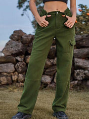 Gerade geschnittene Cargo-Jeans mit hoher Taille