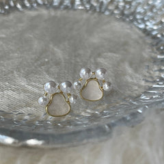 Perlenohrringe mit Pfotenabdruck