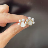 Pearl paw print earrings