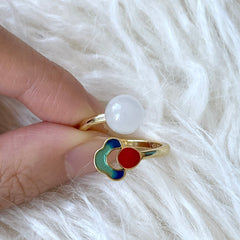 Anillo de cóctel multicolor de jade con energía curativa