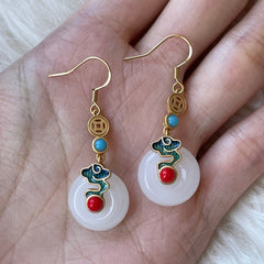 Natural Round Jade Earrings