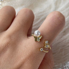 Anillo mariposa dorado