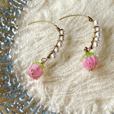 Pink Strawberry Dangle Earrings