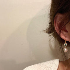 Ivory Pearl Aqua Green Drop Earrings