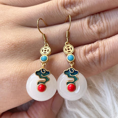 Natural Round Jade Earrings
