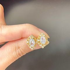 Oval Diamond Stud Earrings