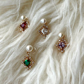 Natürliche Perle zierliche Ohrstecker Rubin Amethyst Kristall Ohrringe