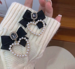 Pendientes de cinta de seda negra Balletcore